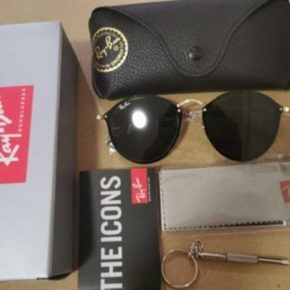 Ray-Ban 3574 Blaze Round Gold Frame Sunglasses - Picture 1 of 8